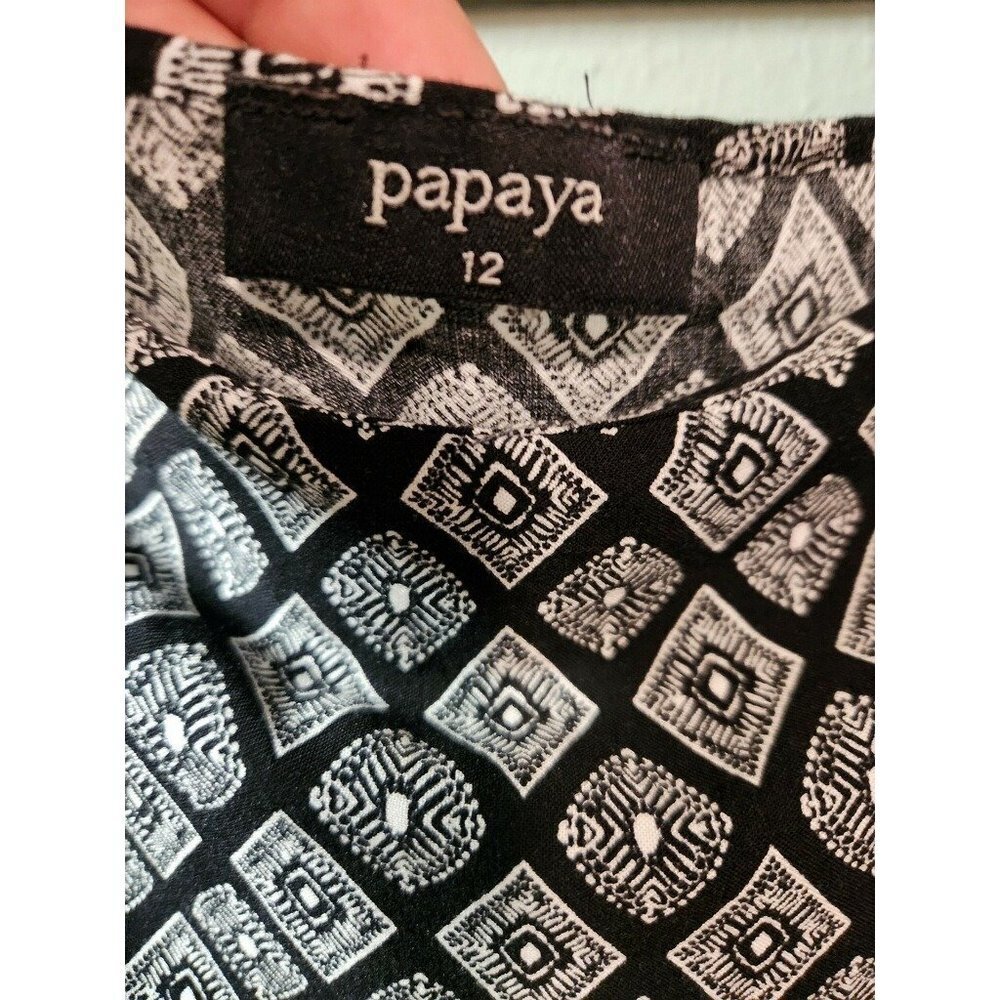 Papaya Big Girls Black and White Off Shoulder Flowy Smock Dress Size 12 - Picture 3 of 6